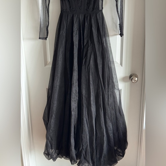 Elegant Black Wednesday Addams inspired Evening Gown - Picture 15 of 16